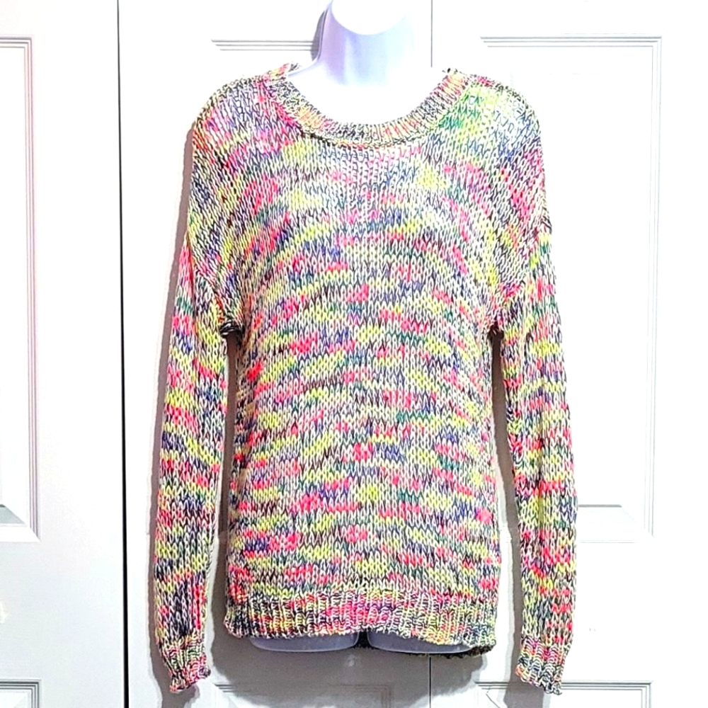 American Eagle Outfitters Loose Knit Sweater Colorful Multicolor Yellow …